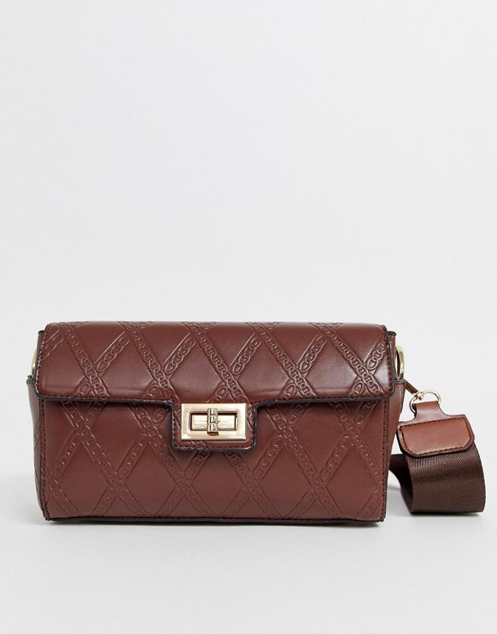 Asos Design Chain Embossed Barrel Bag - Tan