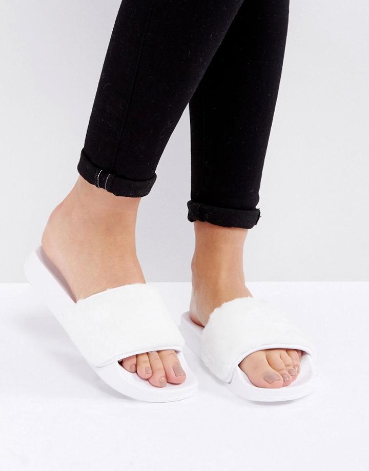 Truffle Collection Fur Slider Sandal - White