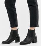 Depp Wide Fit Leather Heeled Chelsea Boots - Black