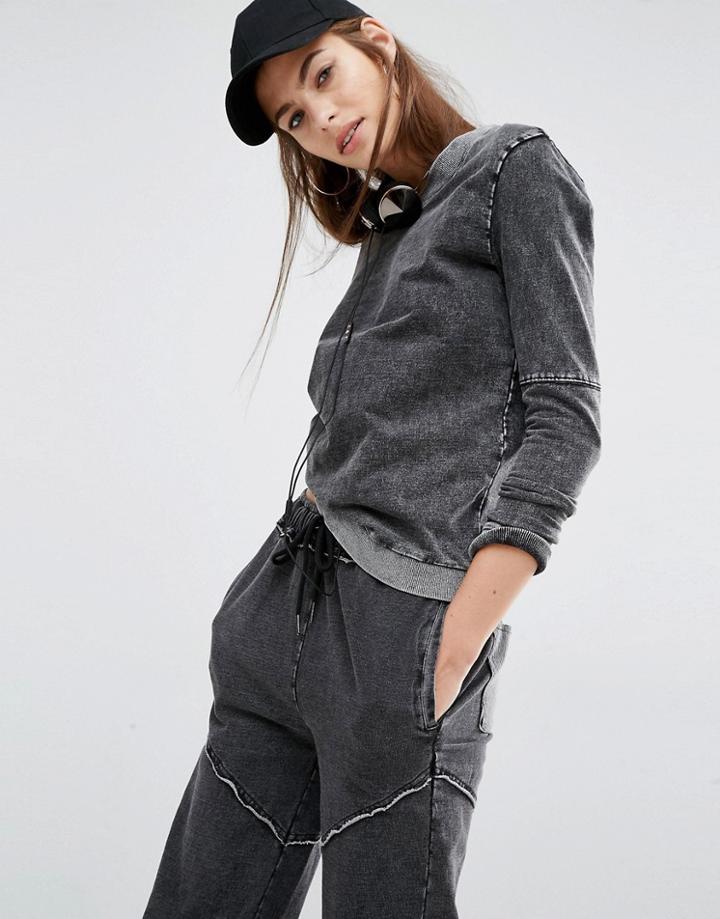First Base Stone Wash Sweat - Black