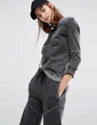 First Base Stone Wash Sweat - Black
