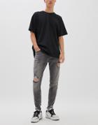 Pull & Bear Premium Skinny Jeans In Dark Gray-grey