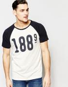 Lee Crew Neck T-shirt Raglan 1889 Print In Beige - Turtle Dove