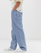 Asos Design Baggy Jeans In Vintage Light Wash-blue