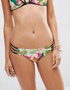 Asos Photographic Tropical Contrast Strappy Bikini Bottom - Photographic Trop