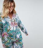 Asos Design Curve Botanical 100% Modal Traditional Shirt & Pants Pyjama Set - Multi