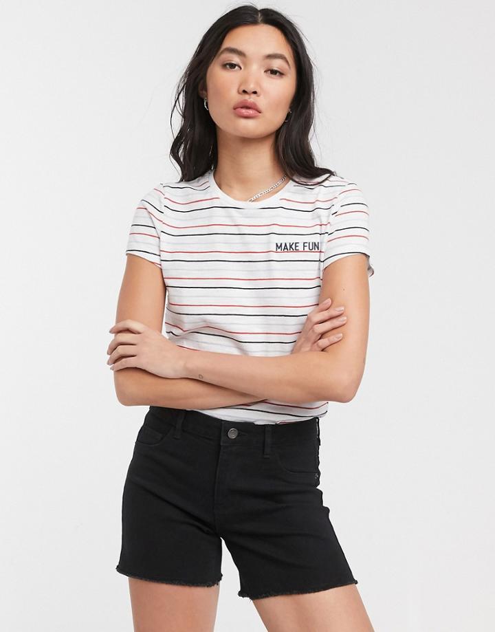Only Make Fun Slogan Stripe T-shirt-multi
