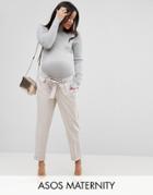 Asos Maternity Woven Peg Pants With Obi Tie - Silver