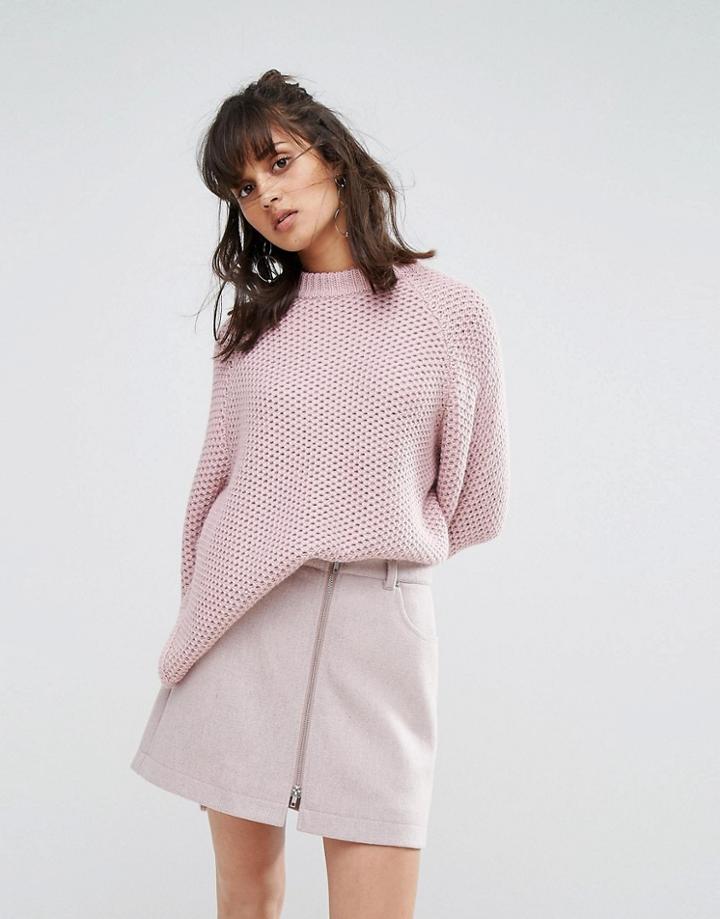 Weekday Fisherman Knit Sweater - Pink