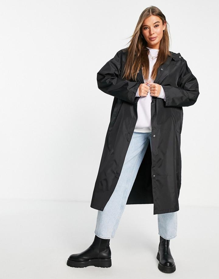 Asos Design Oversized Recycled Rain Parka In Black