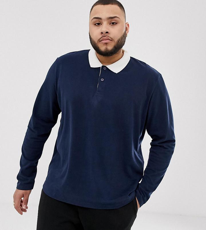 Jack & Jones Essentials Long Sleeve Ruby Polo In Navy