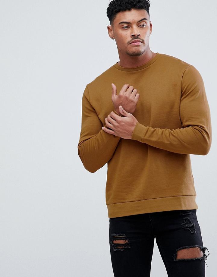 Asos Sweatshirt In Dark Yellow - Yellow