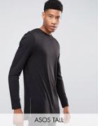 Asos Tall Super Longline Long Sleeve T-shirt With Curved Hem And Zips