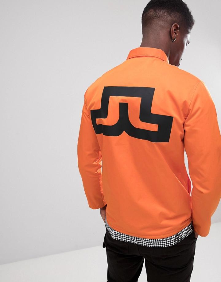 J Lindeberg Back Logo Jacket In Orange - Orange