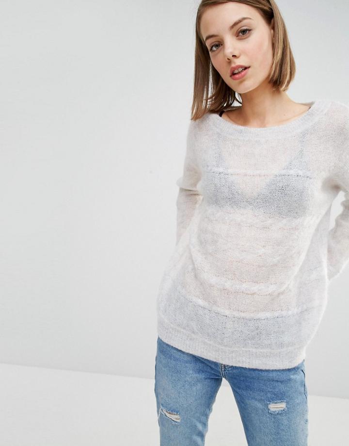 Selected Stine Cable Knit Detail Sweater - Gray