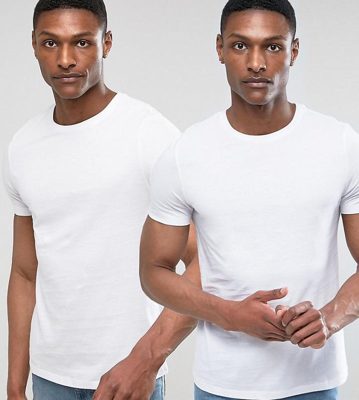 Asos Design Tall T-shirt With Crew Neck 2 Pack Save - Multi