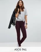Asos Tall High Waisted Leggings In Burgundy - Red
