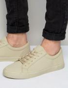 Asos Lace Up Sneakers In Stone - Stone