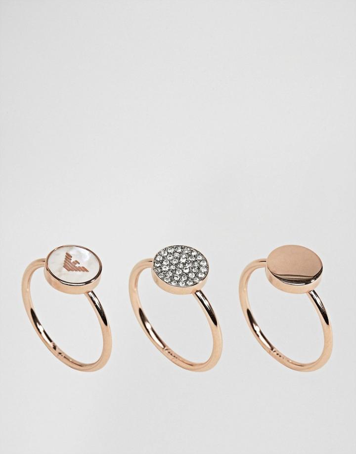 Emporio Armani Logo Stacking Ring - Gold
