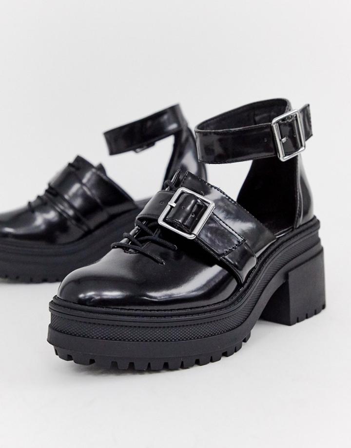 Asos Design Typhoon Chunky Lace Up Shoes - Black