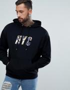 Asos Oversized Hoodie With Nyc Sequin - Black