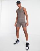 Asos Design Knitted Metallic Mesh Rainbow Shorts - Part Of A Set-multi