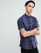 Fred Perry Tonal Plaid Short Sleeve Shirt In Blue - Blue