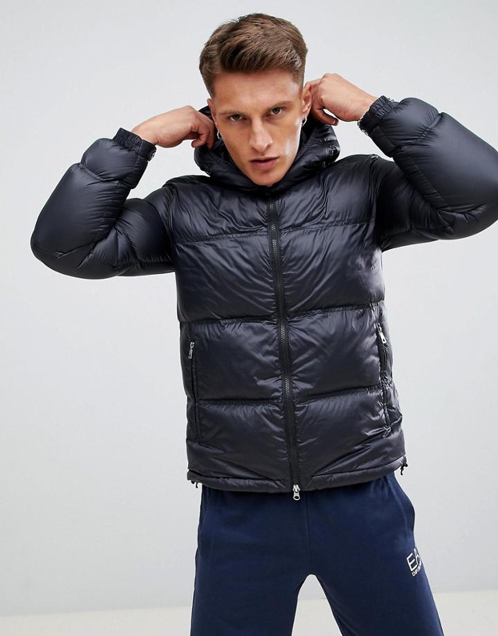 Ea7 Mountain Heavy Padded Goose-down Puffer Jacket In Black - Black