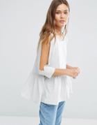 Qed London Drop Frill Hem Blouse - Gray