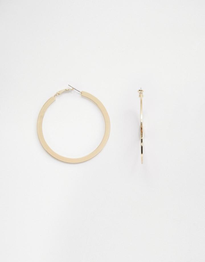 Asos Design Large Hoop Earrings With Square Edge In Gold - Gold
