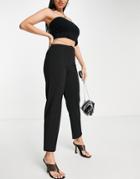 Asos Design Crepe Pant With Pintuck And Chain Waist Detail In Black
