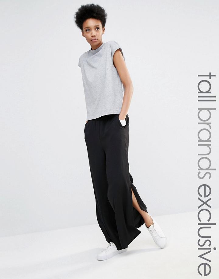 Adpt Tall Side Split Wide Leg Pant - Black