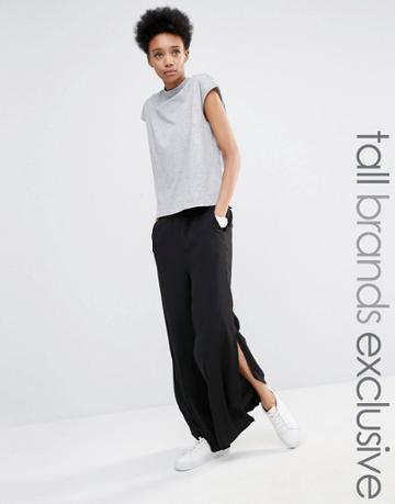 Adpt Tall Side Split Wide Leg Pant - Black