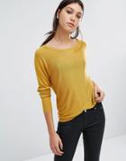 Vero Moda Slash Neck Long Sleeve Jumper - Gold