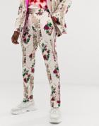 Asos Edition Skinny Suit Pants In Cream Floral Jacquard - Cream