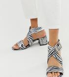 Asos Design Hip Hop Heeled Sandals In Zebra-multi