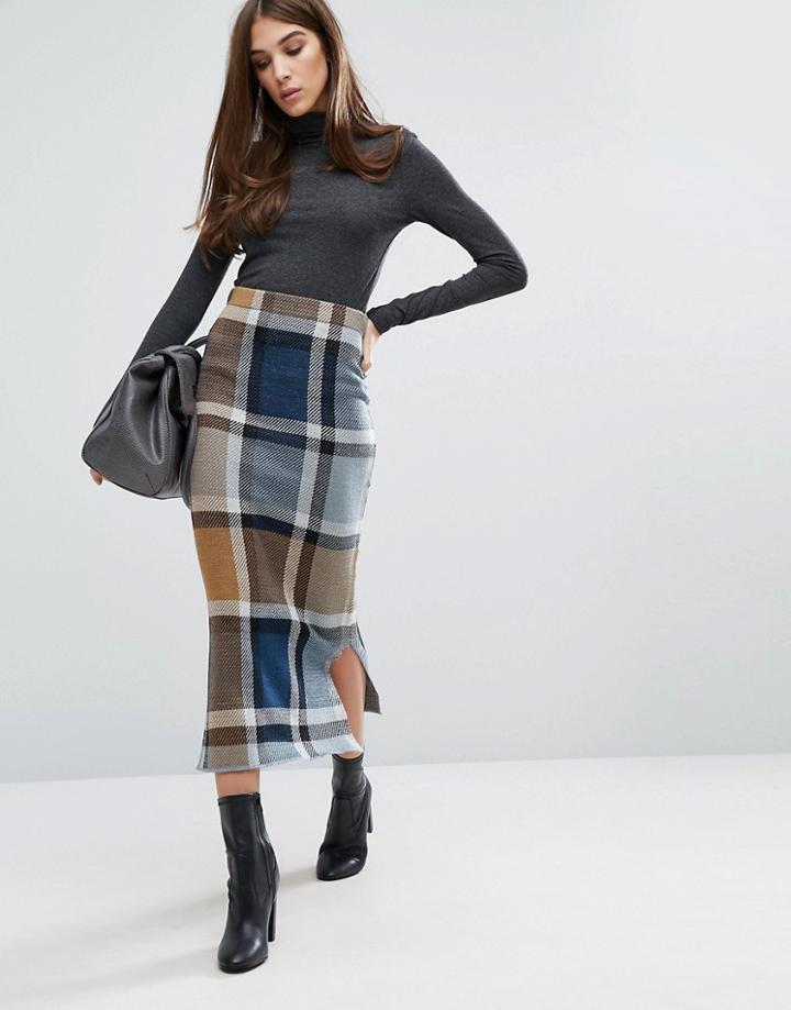 Warehouse Check Midi Skirt - Multi