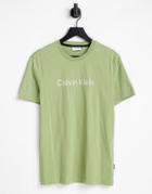 Calvin Klein Raised Striped Logo T-shirt In Green
