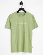 Calvin Klein Raised Striped Logo T-shirt In Green