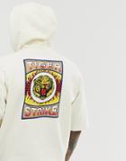 Asos Design Oversized Short Sleeve Hoodie With Tiger Back Print - Beige