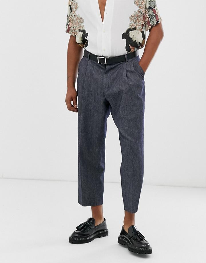 Twisted Tailor Wide Leg Pants In Denim Look-blue