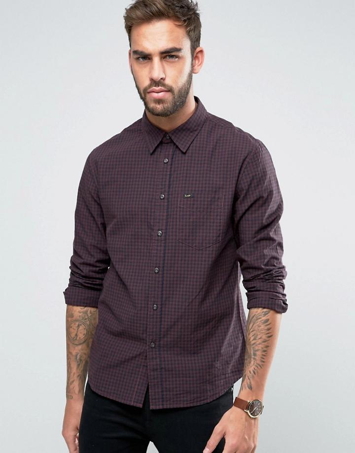 Lee Small Check Slim Fit Shirt - Purple