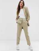 Asos Design Tapered Suit Pants With Fanny Pack - Beige