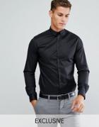 Noak Skinny Shirt With Bluff Collar - Black