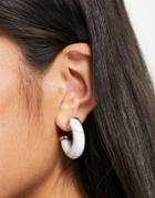 Asos Design Hoop Earrings In White Howlite Stone