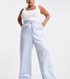 River Island Plus Satin Wide Leg Pants In Blue - Part Of A Set-blues