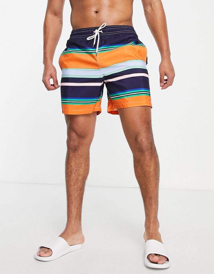 Polo Ralph Lauren Traveler Icon Logo Varied Stripe Swim Shorts In Orange Multi - Part Of A Set