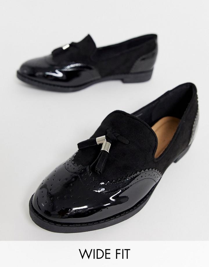 Simply Be Wide Fit Loafer With Tassel Trim In Black - Black