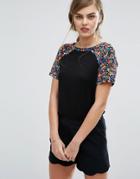 Oasis Daisy Print T-shirt - Black