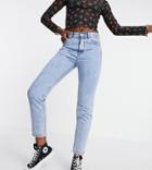 Pull & Bear Tall Mom Jeans In Light Blue-black